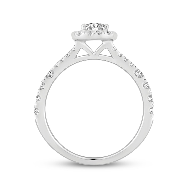 Lab-Grown Diamonds by KAY Pear-Shaped Halo Engagement Ring 1 ct tw 14K White Gold