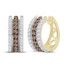 Thumbnail Image 1 of Men's Brown & White Diamond Huggie Hoop Earrings 1 ct tw 10K Yellow Gold