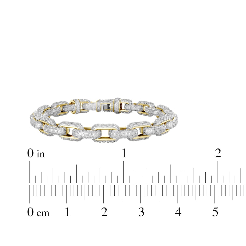 Main Image 5 of Men's Diamond Rolo Link Bracelet 2 ct tw 10K Yellow Gold 8.5&quot;