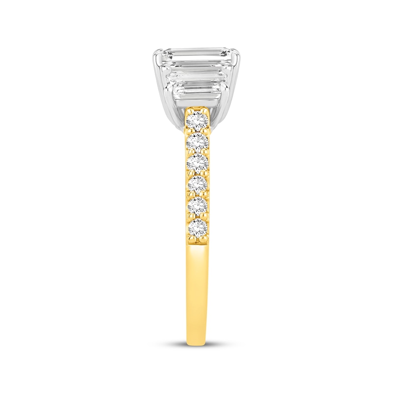 Memories, Moments, Magic Emerald-Cut Three-Stone Lab-Grown Diamond Engagement Ring 2 ct tw 14K Yellow Gold