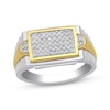 Thumbnail Image 1 of Men's Diamond Rectangle Ring 1/2 ct tw Sterling Silver & 10K Yellow Gold Plate