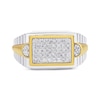 Thumbnail Image 3 of Men's Diamond Rectangle Ring 1/2 ct tw Sterling Silver & 10K Yellow Gold Plate