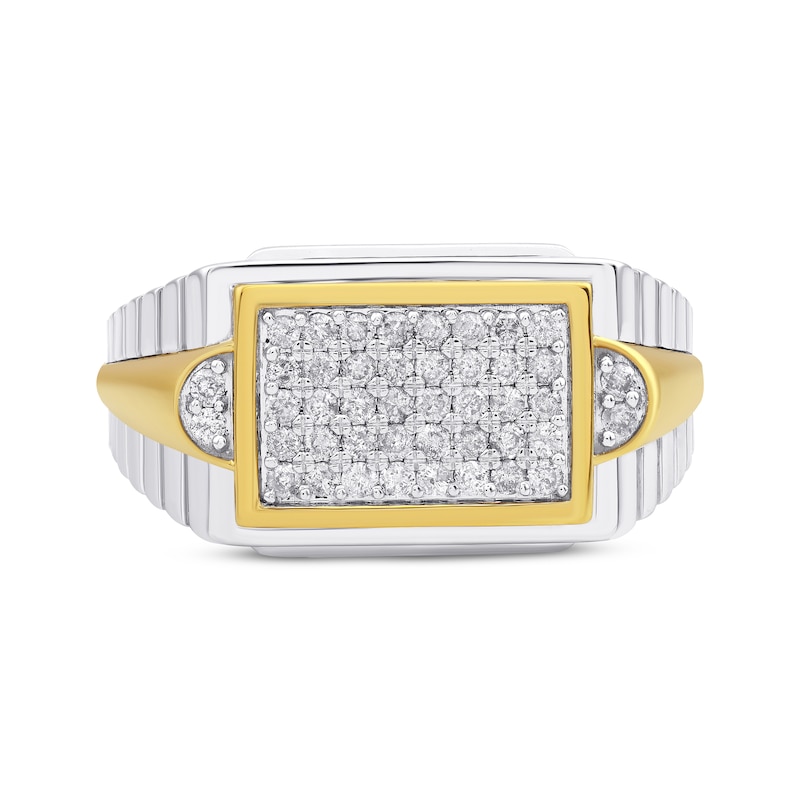 Main Image 3 of Men's Diamond Rectangle Ring 1/2 ct tw Sterling Silver & 10K Yellow Gold Plate