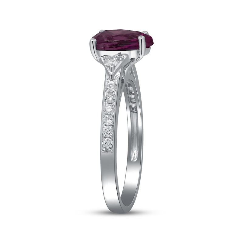 Main Image 2 of Pear-Shaped Rhodolite Garnet & Diamond Ring 1/5 ct tw 10K White Gold