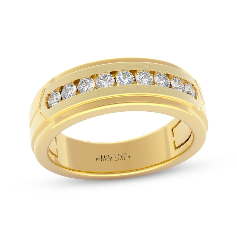 Main Image 1 of Men's THE LEO First Light Diamond Wedding Band 1/2 ct tw 14K Yellow Gold