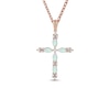 Thumbnail Image 1 of Ethiopian Opal & Diamond Cross Necklace 1/15 ct tw 10K Rose Gold 18&quot;