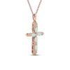 Thumbnail Image 2 of Ethiopian Opal & Diamond Cross Necklace 1/15 ct tw 10K Rose Gold 18&quot;