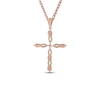 Thumbnail Image 3 of Ethiopian Opal & Diamond Cross Necklace 1/15 ct tw 10K Rose Gold 18&quot;