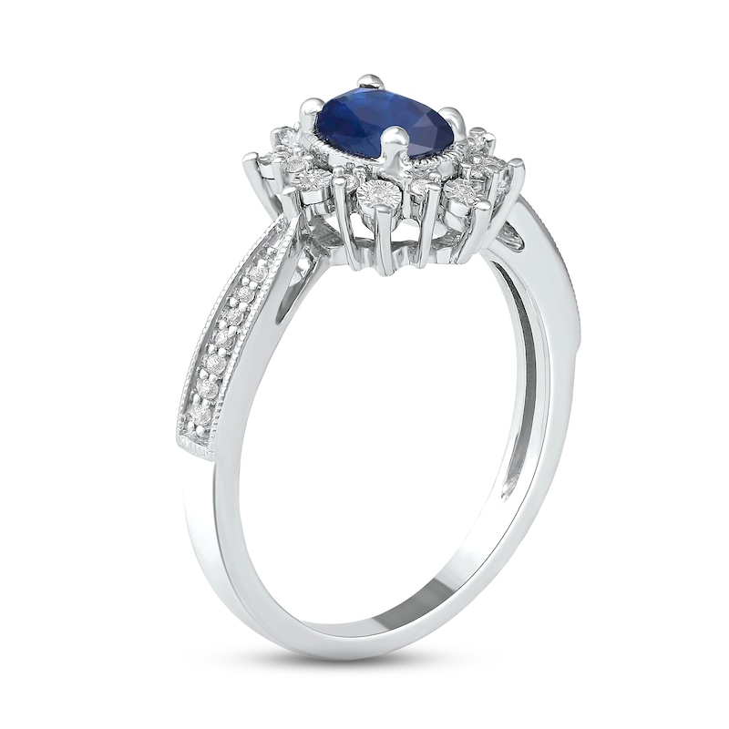 Main Image 2 of Blue Sapphire & Diamond Ring 1/10 ct tw 10K White Gold