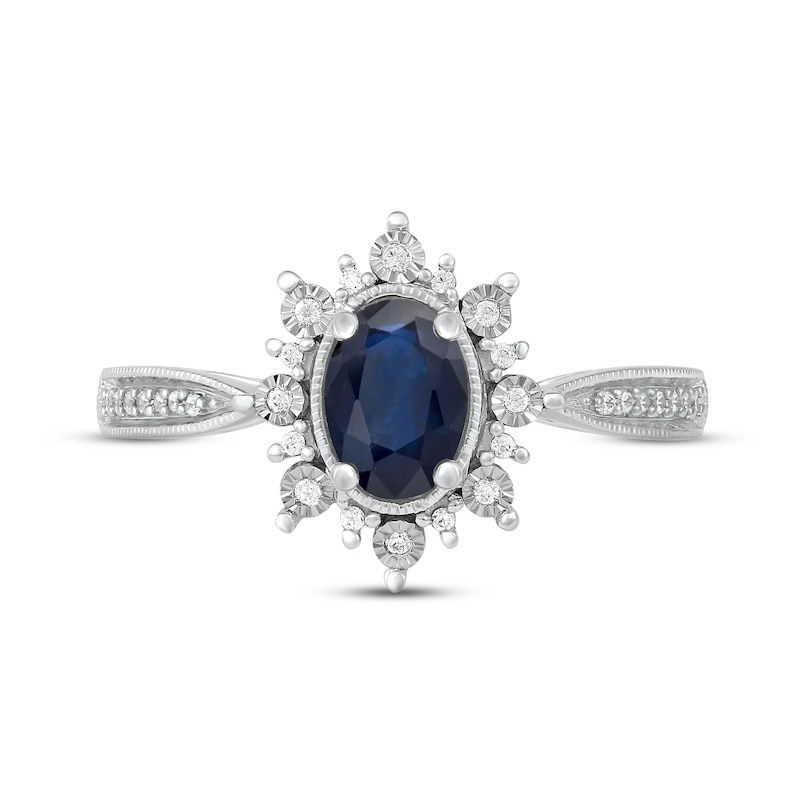 Main Image 3 of Blue Sapphire & Diamond Ring 1/10 ct tw 10K White Gold