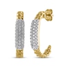 Thumbnail Image 1 of STUDIO BY KAY Multi-Diamond Chain Link J-Hoop Earrings 1/3 ct tw24K Yellow Gold Vermeil Sterling Silver