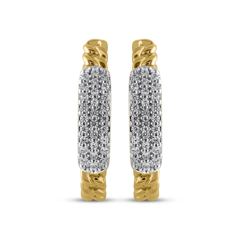 Main Image 2 of STUDIO BY KAY Multi-Diamond Chain Link J-Hoop Earrings 1/3 ct tw24K Yellow Gold Vermeil Sterling Silver