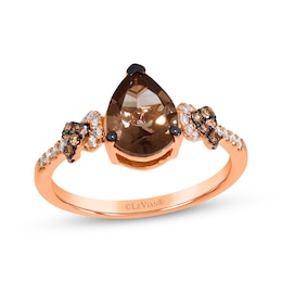 Le Vian Pear-Shaped Chocolate Quartz Ring 1/5 ct tw Diamonds 14K Strawberry Gold