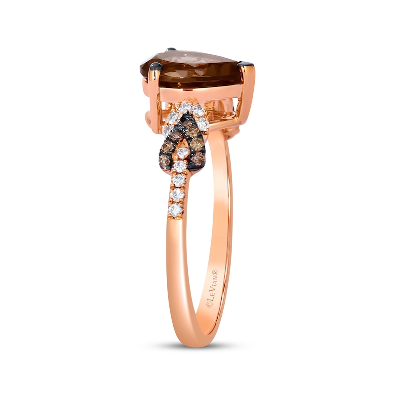 Main Image 2 of Le Vian Pear-Shaped Chocolate Quartz Ring 1/5 ct tw Diamonds 14K Strawberry Gold