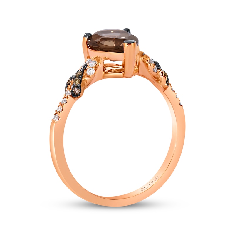 Main Image 3 of Le Vian Pear-Shaped Chocolate Quartz Ring 1/5 ct tw Diamonds 14K Strawberry Gold