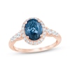 Thumbnail Image 1 of Oval-Cut London Blue Topaz & Diamond Halo Engagement Ring 3/8 ct tw 14K Rose Gold