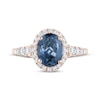 Thumbnail Image 3 of Oval-Cut London Blue Topaz & Diamond Halo Engagement Ring 3/8 ct tw 14K Rose Gold