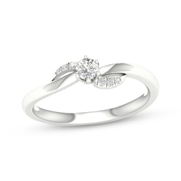 KAY Lab-Grown Diamonds Round-Cut Swirl Promise Ring 1/5 ct tw 10K White Gold