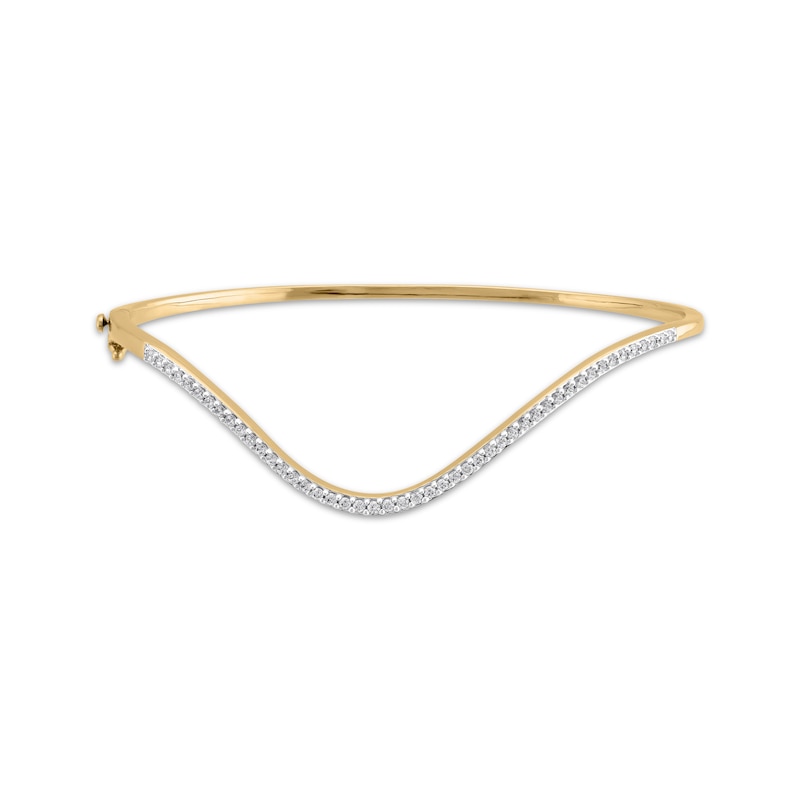 Main Image 1 of STUDIO BY KAY Diamond Curve Bangle Bracelet 1/2 ct tw 24K Yellow Gold Vermeil Sterling Silver