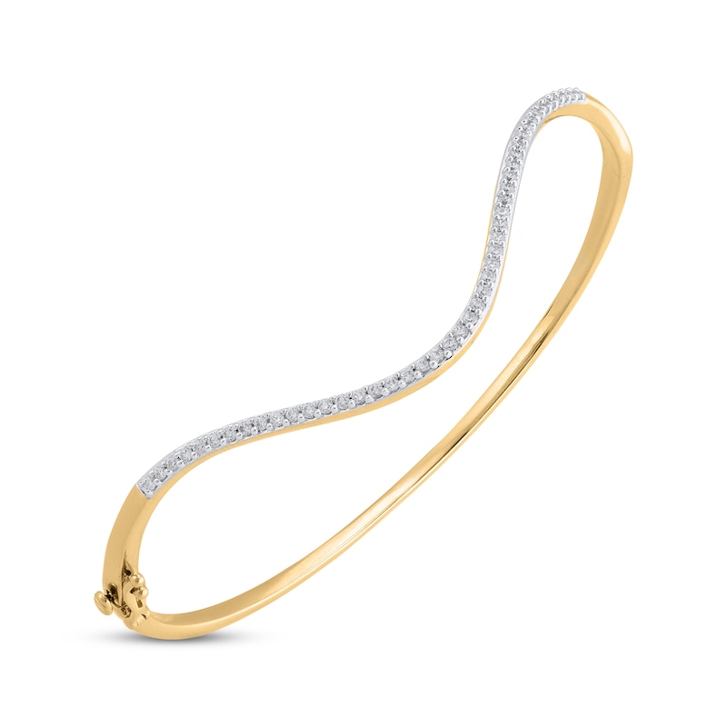 Main Image 2 of STUDIO BY KAY Diamond Curve Bangle Bracelet 1/2 ct tw 24K Yellow Gold Vermeil Sterling Silver