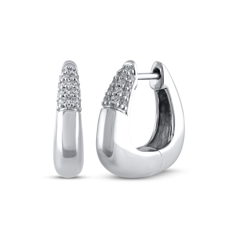 Main Image 1 of STUDIO BY KAY Diamond Pavé Triangle Hoop Earrings 1/5 ct tw Sterling Silver