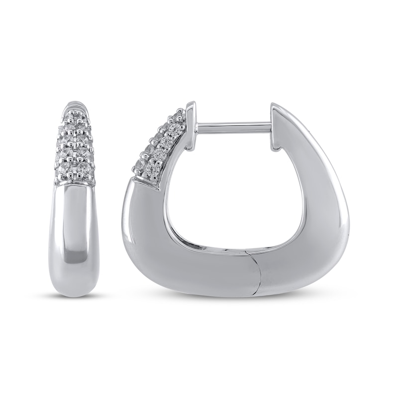 Main Image 3 of STUDIO BY KAY Diamond Pavé Triangle Hoop Earrings 1/5 ct tw Sterling Silver