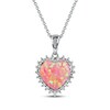 Thumbnail Image 1 of Pink Lab-Created Opal & White Lab-Created Sapphire Heart Necklace Sterling Silver 18&quot;