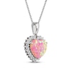 Thumbnail Image 2 of Pink Lab-Created Opal & White Lab-Created Sapphire Heart Necklace Sterling Silver 18&quot;