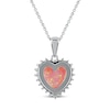 Thumbnail Image 3 of Pink Lab-Created Opal & White Lab-Created Sapphire Heart Necklace Sterling Silver 18&quot;