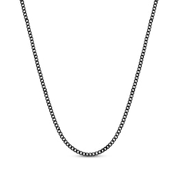 Curb Chain Necklace 4mm Black Ion-Plated Solid Stainless Steel 30&quot;