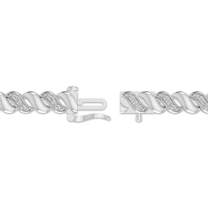 Main Image 2 of Diamond Alternating Wave Link Bracelet 1/2 ct tw Sterling Silver 7.25&quot;