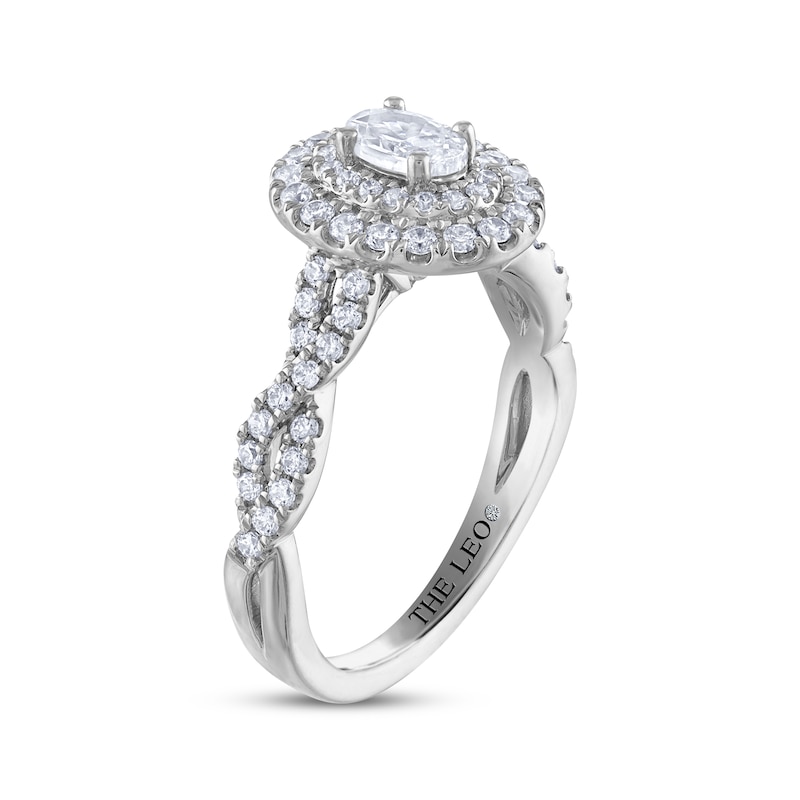 Main Image 2 of THE LEO Legacy Lab-Grown Diamond Oval-Cut Double Halo Twist Engagement Ring 7/8 ct tw 14K White Gold