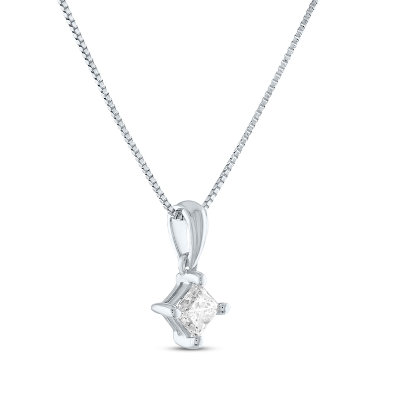 Princess-Cut Diamond Solitaire Necklace 1/3 ct tw 14K White Gold 18 (I/I1)