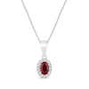 Thumbnail Image 1 of Oval-Cut Ruby & Diamond Necklace 1/15 ct tw 10K White Gold 18&quot;