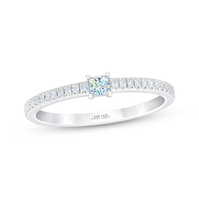 Main Image 1 of THE LEO First Light Diamond Princess & Round-Cut Anniversary Band 1/4 ct tw 14K White Gold