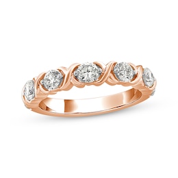 Round-Cut Diamond Anniversary Band 1 ct tw 14K Rose Gold