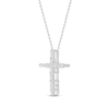 Thumbnail Image 2 of Baguette & Round-Cut Diamond Cross Necklace 1/4 ct tw 10K White Gold 18&quot;