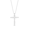 Thumbnail Image 3 of Baguette & Round-Cut Diamond Cross Necklace 1/4 ct tw 10K White Gold 18&quot;