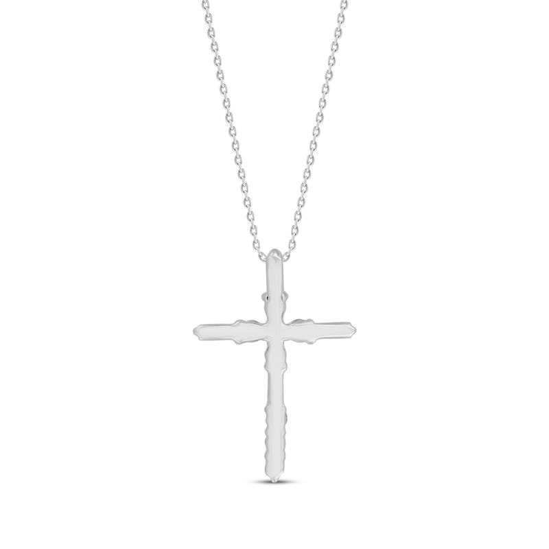 Main Image 3 of Baguette & Round-Cut Diamond Cross Necklace 1/4 ct tw 10K White Gold 18&quot;