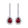 Thumbnail Image 2 of Pear-Shaped Lab-Created Ruby & White Lab-Created Sapphire Dangle Hoop Earrings Sterling Silver