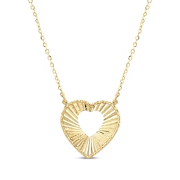 Diamond-Cut Heart Cutout Necklace 10K Yellow Gold 18.5&quot;