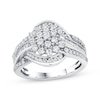 Thumbnail Image 1 of Baguette & Round-Cut Diamond Bypass Split-Shank Ring 1 ct tw 10K White Gold