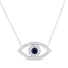 Thumbnail Image 1 of Blue & White Lab-Created Sapphire Evil Eye Necklace Sterling Silver 18&quot;