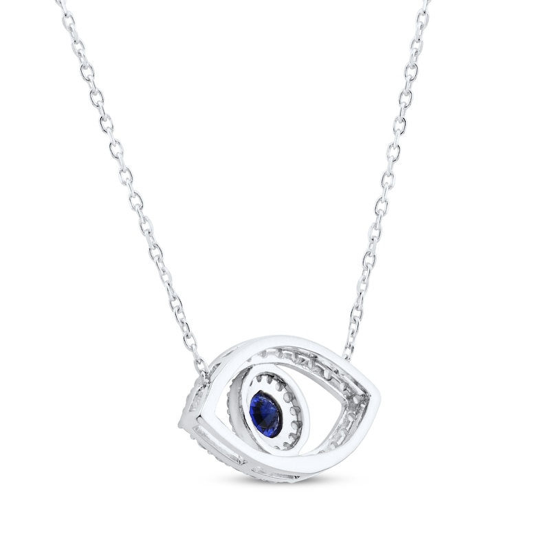 Main Image 3 of Blue & White Lab-Created Sapphire Evil Eye Necklace Sterling Silver 18&quot;