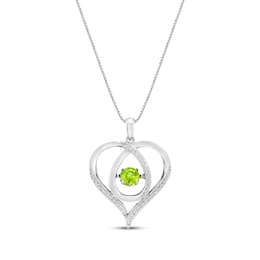 Unstoppable Love Peridot & White Lab-Created Sapphire Heart Loop Necklace Sterling Silver 18&quot;