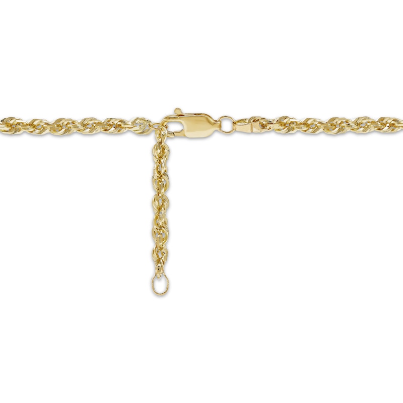 Main Image 4 of Solid Glitter Rope Chain Anklet 2.4mm 14K Yellow Gold 10&quot;