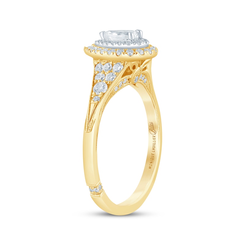 Monique Lhuillier Bliss Pear-Shaped Diamond Tapered Engagement Ring 3/4 ct tw 18K Two-Tone Gold