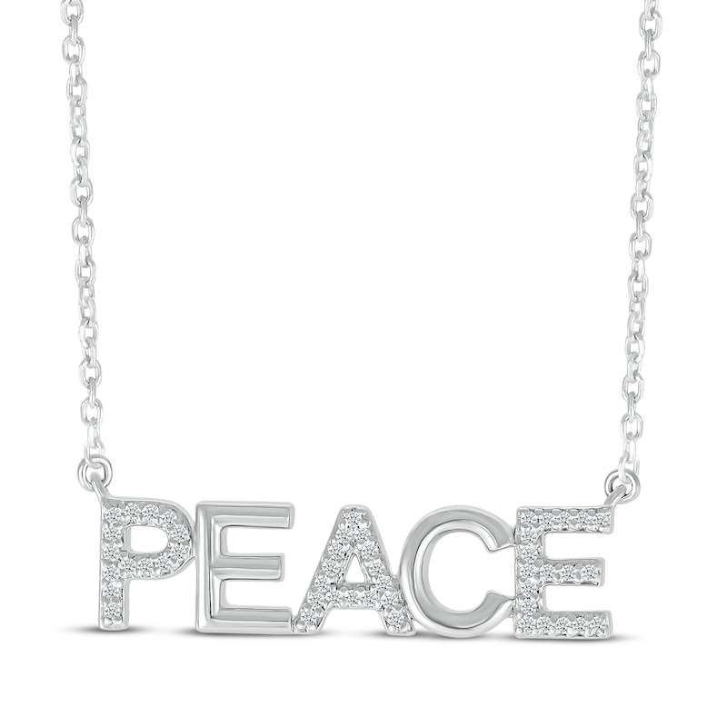 Diamond "Peace" Necklace 1/15 ct tw Sterling Silver 18"