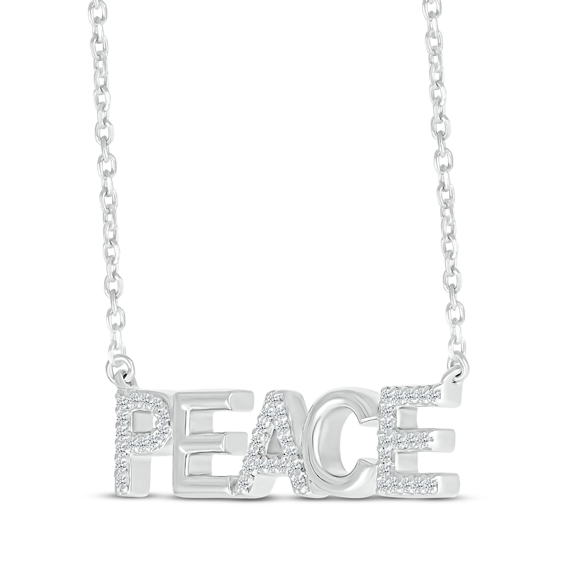 Diamond "Peace" Necklace 1/15 ct tw Sterling Silver 18"