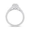 Thumbnail Image 2 of Baguette & Round-Cut Multi-Diamond Halo Engagement Ring 1/3 ct tw 10K White Gold